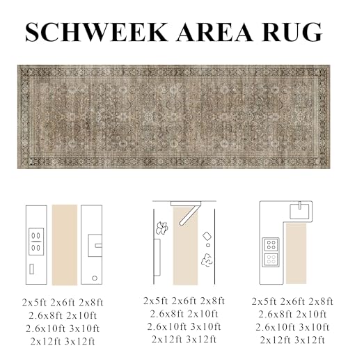 Schweek 3x7 Hallway Runner Rugs Washable Non Slip Kitchen Runners Brown - color: Brown, size: 3' x 7' (Runner)