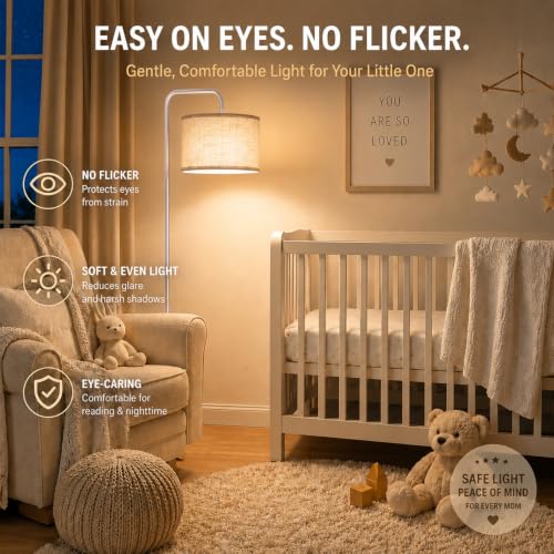 TJOY Floor Lamp, ‌Silver‌ Standing Floor Lamp for LivingRoom with 3CCT Bulb - color: Silver‌