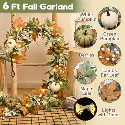 Waipfaru Fall Decor, 6 Ft Fall Garland for Mantle - size: 1 Pc, 6FT