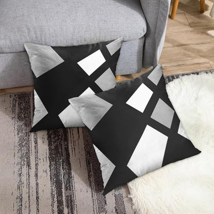 Emvency Throw Pillow Covers Set of 2, 18 x 18 Inch, Stripes Retro Black - color: Black and Grey 2, size: 18" x 18" (Pack of 2)