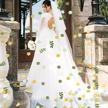 Kathfly 500 Pcs Greenery Wedding Table Confetti, Mint‑olive - color: Gold, Tea Green, Light Green, White