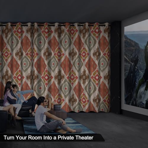 Abstract Geometric Patterned Blackout Curtains for Bedroom and Living Room, Room Darkening Window Blackout Curtains 84 Inches Long, Thermal Soundproof Bedroom Curtains 2 Panel Sets with Tiebacks - color: Abstract Pattern Print