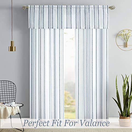 SXZJTEX Blue White Striped Linen Curtains 63 Inch Bedroom Living Room - color: Blue, size: 42"W x 63"L (Pack of 2)
