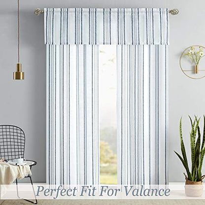 SXZJTEX Blue White Striped Linen Curtains 63 Inch Bedroom Living Room - color: Blue, size: 42"W x 63"L (Pack of 2)