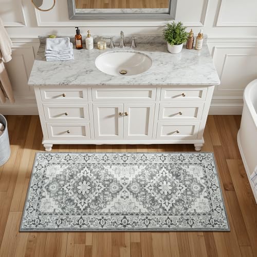 Lessymo 2 x 4 Entryway Rug Machine Washable Boho Area Rug for Bedroom, Grey - color: Grey Beige, size: 2' x 4' (Runner)