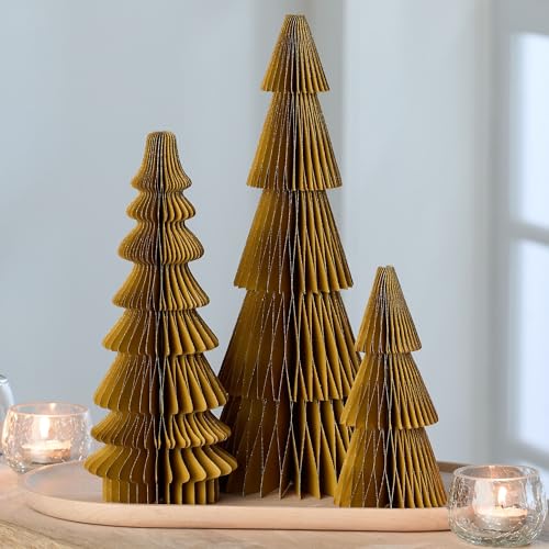 Your Heart's Content Winter Honeycomb Paper Trees (Medium Set 3 Gold) - color: Medium Set 3 Gold