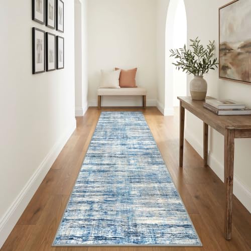 KOZYFLY 3x8 Runner Rug for Hallway Modern Washable Kitchen Rug Blue Beige - color: Blue Beige, size: 3' x 8' (Runner)
