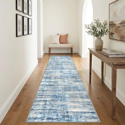 KOZYFLY 3x8 Runner Rug for Hallway Modern Washable Kitchen Rug Blue Beige - color: Blue Beige, size: 3' x 8' (Runner)