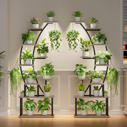 2 Pack Plant Stand Indoor with Grow Lights, 9 Tier Large Tall Plant Shelf