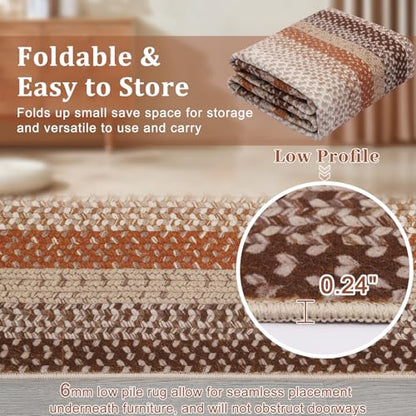 RUGSREAL Entryway Area Rug 2x3 Small Machine Washable Bedroom Rug Non Slip - color: Brown/Rust, size: 2' x 3' (Rectangular)