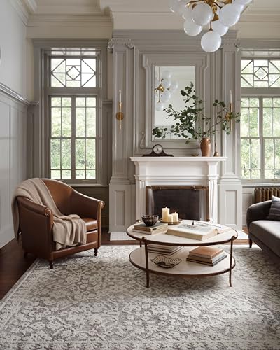 Loloi Magnolia Home Gigi Grey/Ivory 6'-7" x 9'-2" Area Rug - color: Grey / Ivory, size: 6'7" x 9'2" (Rectangular)