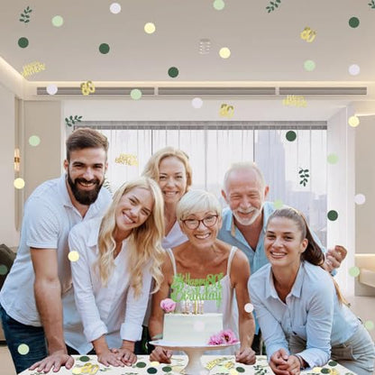 Sage Green 80th Happy Birthday Confetti, 80th Birthday Table Decorations Scatter Green Gold Foil Cake Confetti Decorations for 80 Bday Women Men Party Decor 230 Pcs - style: 80