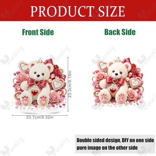 Yunzlly Stand Up Diamond Art Painting Kit, Desktop Gem Painting Ornament Kit for Adults, Tabletop Acrylic Diamond Board Painting (Bear) - color: Bear