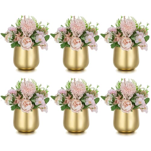 NUPTIO Gold Compote Vases Centerpiece, 4" Small Planter, 6 Pcs - color: Style 1#, size: 3.9in Tall-6pcs