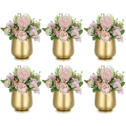 NUPTIO Gold Compote Vases Centerpiece, 4" Small Planter, 6 Pcs - color: Style 1#, size: 3.9in Tall-6pcs