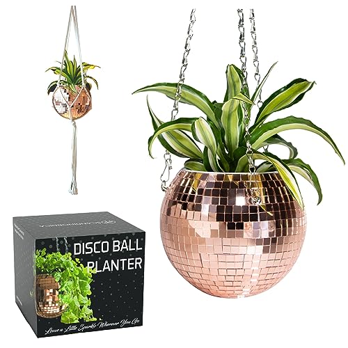 SCANDINORDICA Disco Ball Planter, Value Package, 6-inch Rose Gold - size: 6" Rose Gold