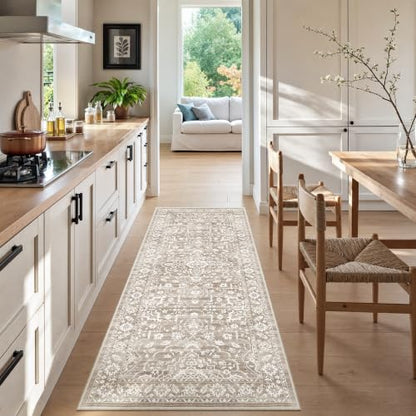 Soalmost Runner Rug Non-Slip for Kitchen 2x5, Washable Soft Hallway Rug - color: Light Brown, size: 2' x 5' (Runner)