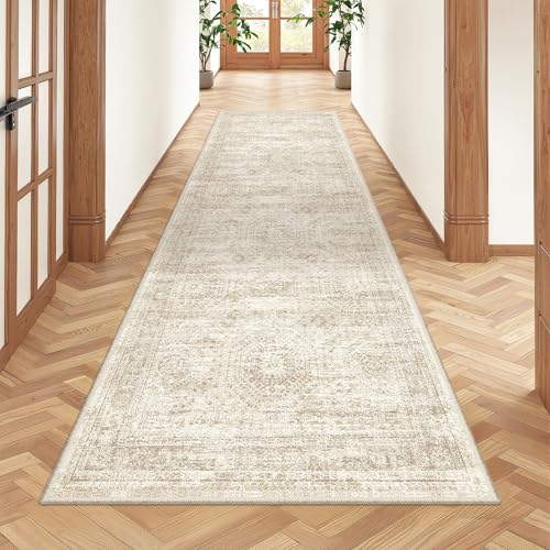 2x7 Runner Rug Non Slip,Washable Hallway Runner Rug,Beige - color: Beige/Ivory, size: 2' x 7' (Runner)