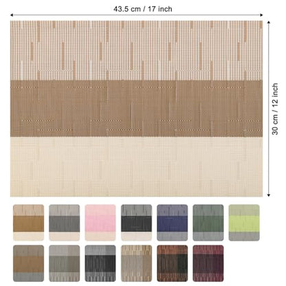 Placemats Set of 8, Vinyl Woven Heat-Resistant Place Mats - color: Beige Light Brown, size: Set of 8