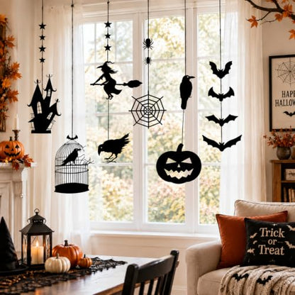 Halloween Witch Party Decorations Black Hanging Banner Garland Decorations