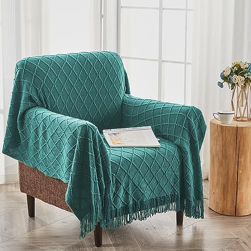 inhand Blue Knitted Throw Blanket for Couch and Bed, 60"x80" - color: Blue, size: 60"x80"