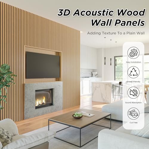 SMARTSTANDARD 4 Pack 106" x 12.6" Wood Slat Wall Panels, American Oak - color: American Oak, size: 106" x 50.4"
