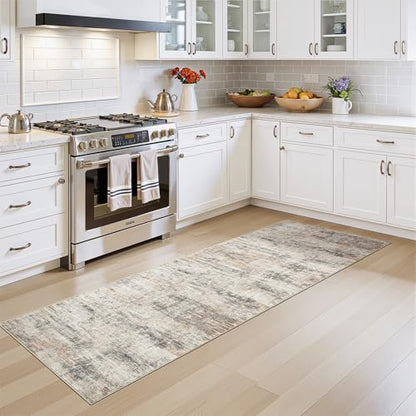 2X8 Area Rug for Hallways, Gold Abstract Washable Non-Slip Runner Rugs - color: Grey/Gold, size: 2' x 8' (Rectangular)