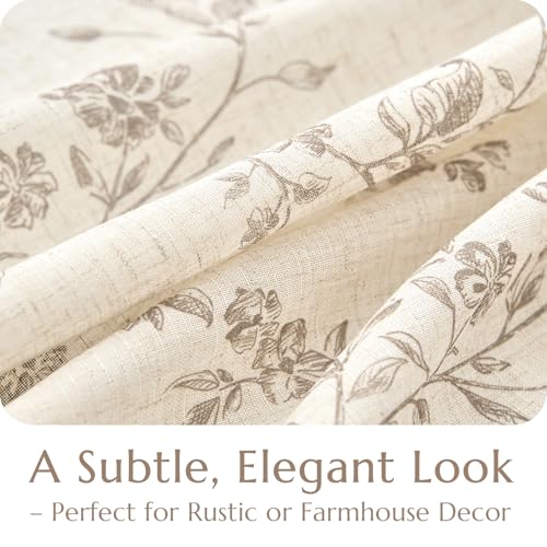 jinchan Taupe Floral Kitchen Tier Curtains with Valance, 24 Inch, 2 Panels - color: Alisa Taupe, size: 30"W x 24"L (Pack of 2)