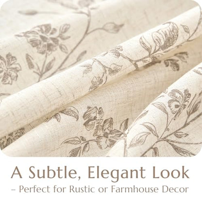 jinchan Taupe Floral Kitchen Tier Curtains with Valance, 24 Inch, 2 Panels - color: Alisa Taupe, size: 30"W x 24"L (Pack of 2)