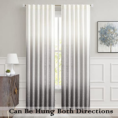 Central Park Ombre Semi Sheer Curtain, Cream White to Grey, 50" Wx108 Lx2 - color: Grey, size: 50"W x 108"L (Pack of 2)