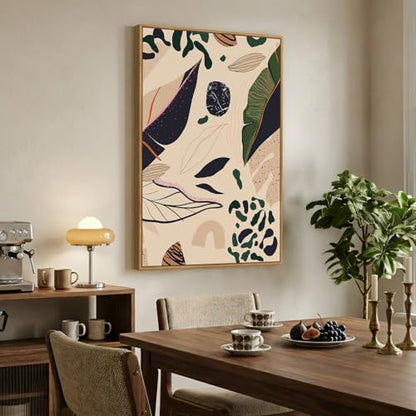 Framed Boho Abstract Tropical Botanical Wall Art for Living Room, 24x36 In - color: Earth Tones, size: 36"L x 24"W