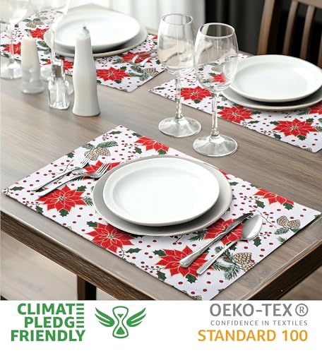 Urban Villa Two Tone Placemat Cotton Tablemat 14x20 (Set of 6) Pine Cone - color: Pinecone Print, size: 14" x 20"