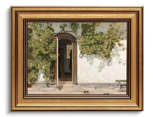 Ivy-Covered Doorway Vintage Gold Framed Wall Art 8x10 inch - color: 16-Cottage doorway, size: 8x10