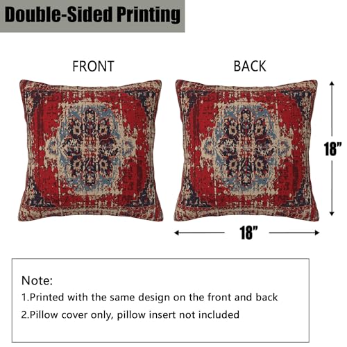 Boho Pillow Covers 18X18 Set of 2, Boho Carpet Decorative Throw Pillow Covers,Vintage Red Monaco Persian Rug Pillow Cover Pillowcase Cushion Case for Home Sofa Couch Indoor Outdoor Decorations - color: Boho Carpet