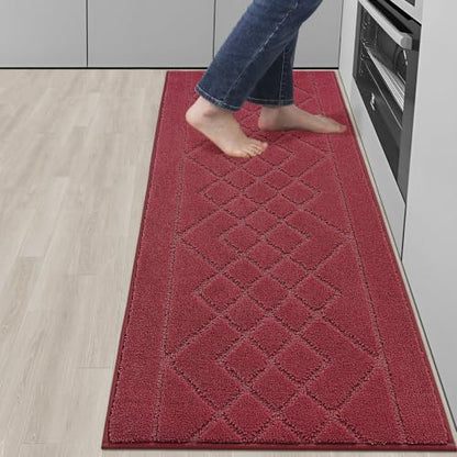 BEQHAUSE Kitchen Runner Rug Non Slip Kitchen Rugs, 20" x 59", Red - color: Burgundy Red, size: 20" X 59"