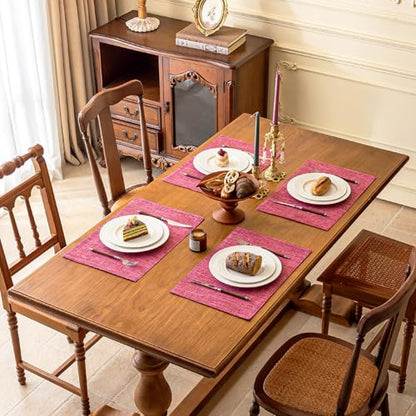KXN Placemats Set of 4, Durable Dual-Layer Fabric Table Mats, Hot Pink - color: Hot Pink