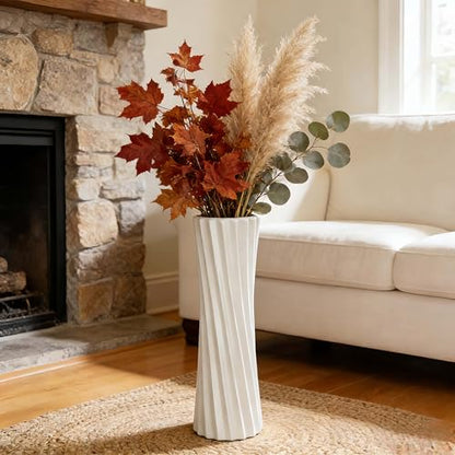 White Tall Ceramic Floor Vase, 15.7 Inch, Spiral Design - color: Shape 2, size: 16 Inch