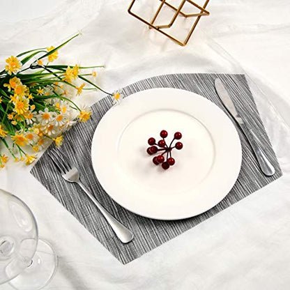 SHACOS Round Table Placemats Set of 4 Wedge Placemats Heat Resistant Woven Vinyl Table Mats Wipe Clean (4, Silver Gray) - color: Silver Gray