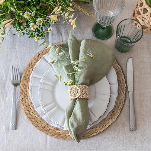 Kochorie 6 Pcs Round Woven Placemats 13.8 Inch Rattan Table Charger Plates - size: 13.8 Inch