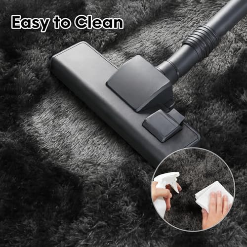 Darkgrey Fluffy Shag Area Rug, Non-Slip Thick Soft Carpet for Home - color: Darkgrey, size: 5' x 7' (Rectangular)