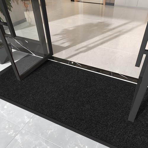 koloko 2ft x 11ft Durable Dirt Trapper Front Door Mat Outside Entrance - color: Black Pebble, size: 2 FT x 11 FT