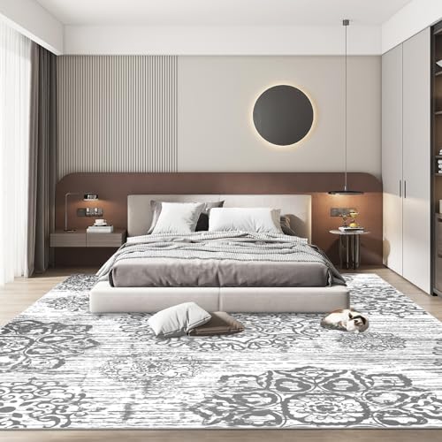 HEBE Area Rug for Living Room 6'x9', Washable Non Slip Boho Bedroom Rug - color: Grey, size: 6' x 9' (Rectangular)