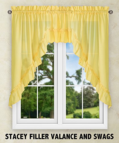 Ellis Curtain Stacey 54-by-13 Inch Ruffled Filler Valance (Yellow) - color: Yellow
