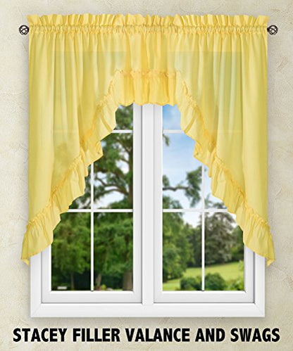 Ellis Curtain Stacey 54-by-13 Inch Ruffled Filler Valance (Yellow) - color: Yellow