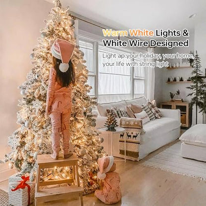 Warm White Christmas Mini Lights, 23FT 100 Count with White Wire - color: Warm White