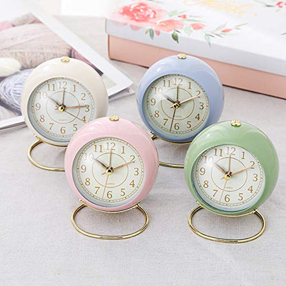 SHISEDECO Small Tableclocks Classic Non-Ticking Tabletop Alarm Clock,Pink - color: Pink