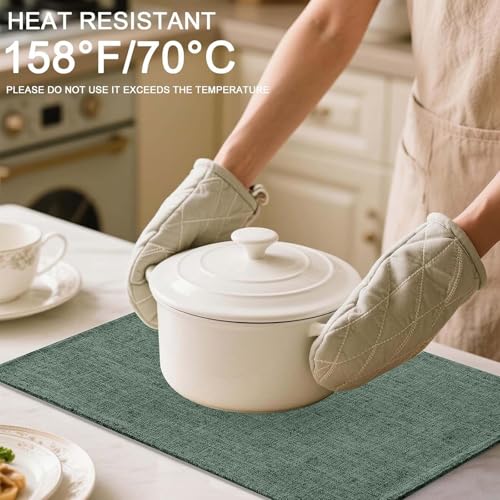 Homaxy Cloths Placemats for Dining Table Set of 6, 13" x 19", Green - color: Green, size: Placemats Set of 6