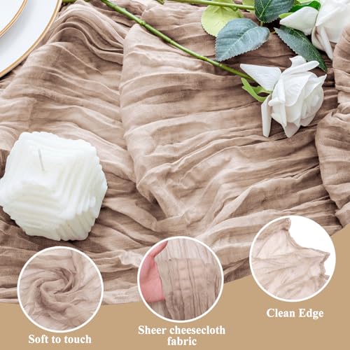Cheesecloth Table Runner 10FT Nude Pink Boho Gauze Sheer Table Runners - color: Nude Pink, size: 1 Pack