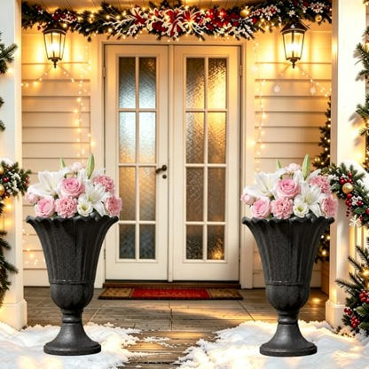 NicBex 24" Tall Urn Planters for Outdoor Plants Set of 2 - Black Petal - color: Black