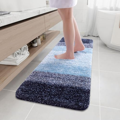 Arotive Microfiber Bathroom Rugs, Shaggy Soft Absorbent Bath Rug, 59x17 - color: Blue, size: 59" X 17"